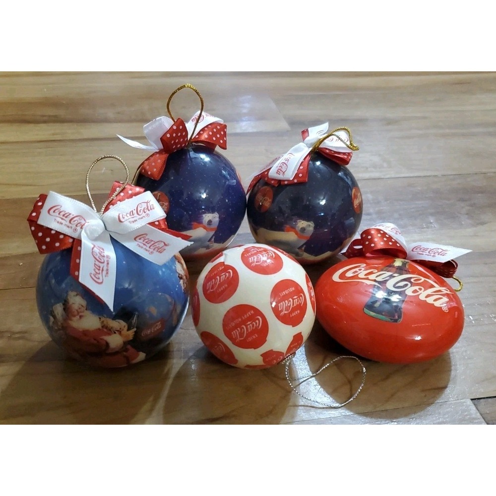 Vintage 90s Christmas Coca Cola Coke Collectible Ornaments Lot Of 5